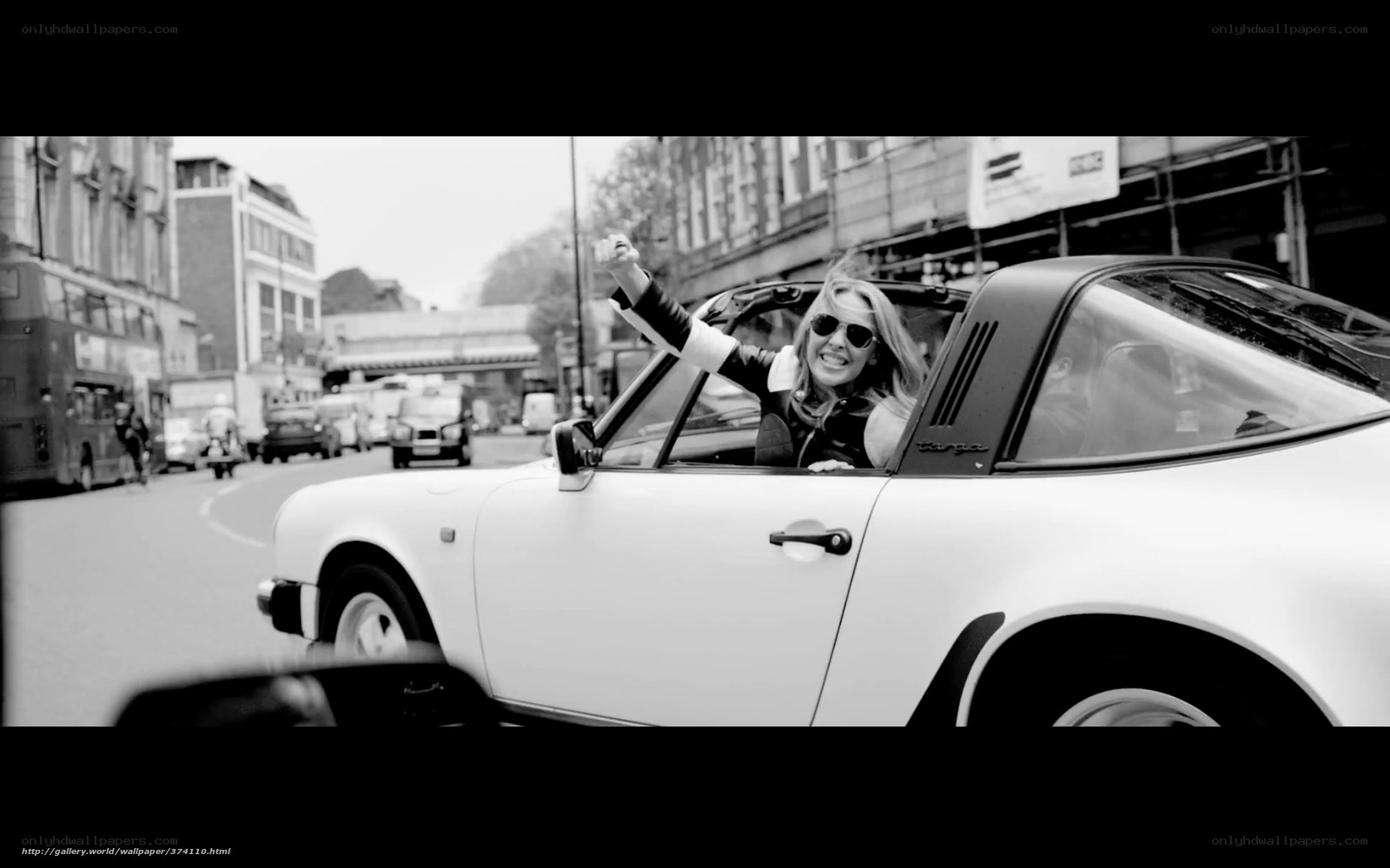 Woman in convertible car