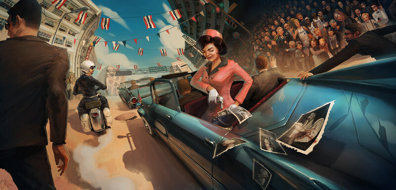Woman in convertible during parade