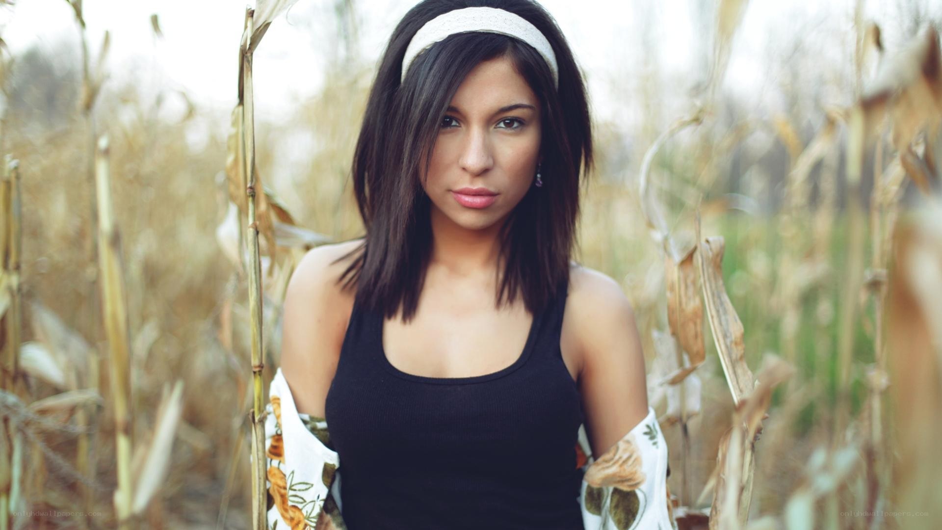 woman in cornfield