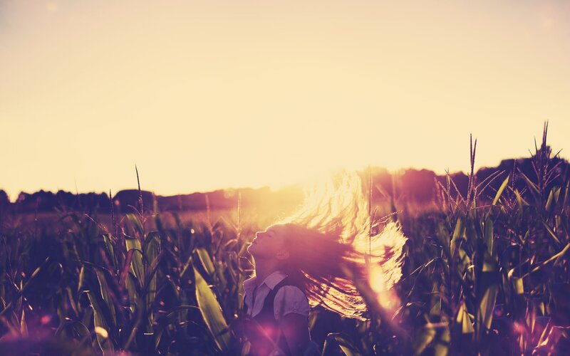 Woman in Cornfield — Yellow, Serene