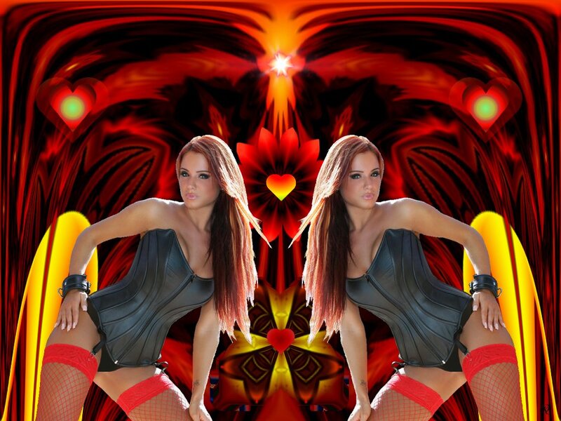 Woman in Corset and Fishnets — Red