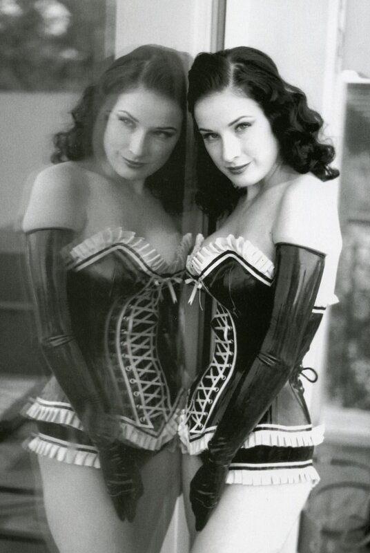 woman in corset and gloves
