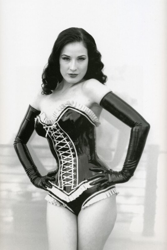 woman in corset and gloves