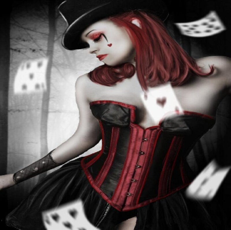 Woman in Corset and Top Hat — Black