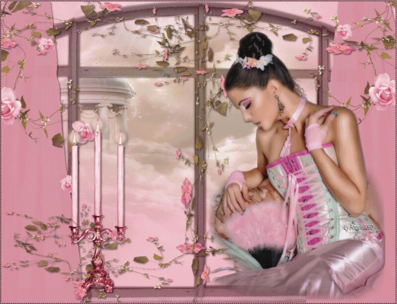 Woman in Corset by Window — Pink