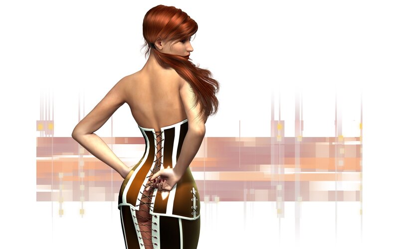 woman in corset from behind
