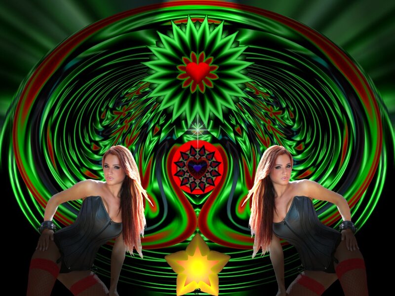 Woman in Corset — Green, Dramatic, Digital Art