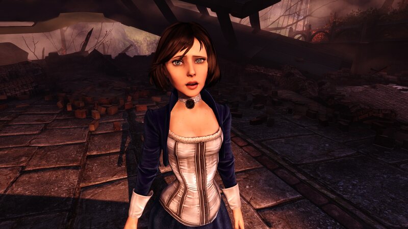 woman in corset in ruins