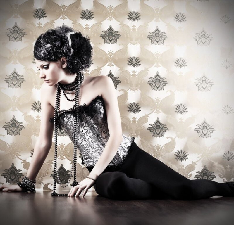 Woman in Corset on Floor