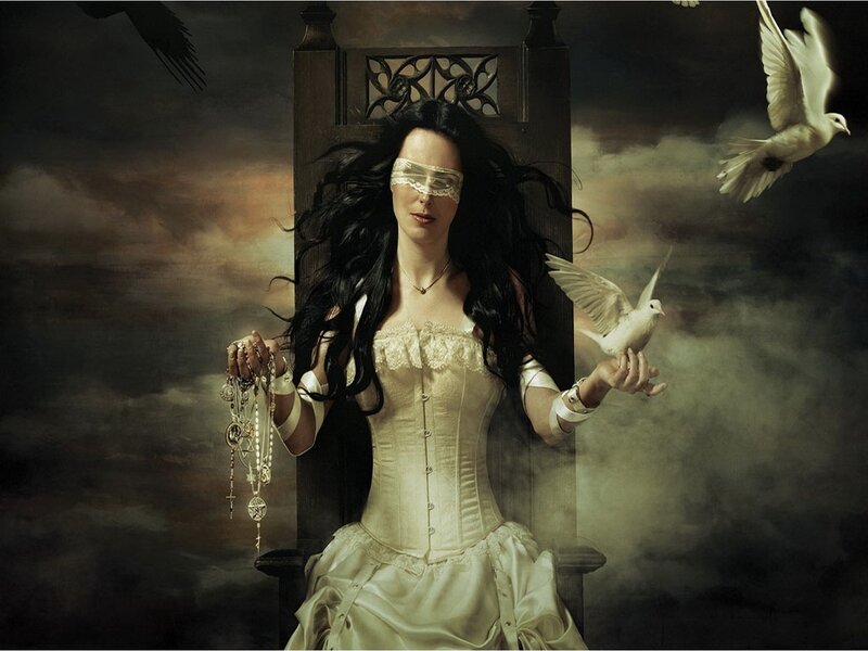 Woman in Corset on Throne — White