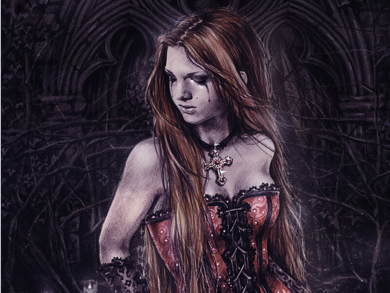 Woman in Corset — Red, Dramatic, Night