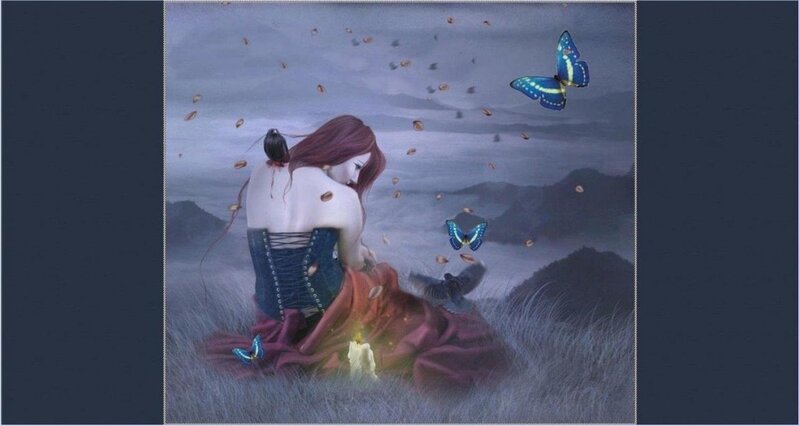 Woman in Corset Sitting — Blue