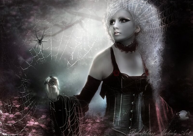 Woman in Corset with Spiderweb