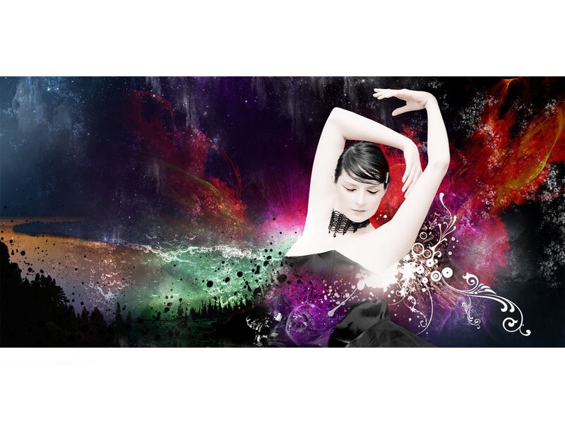 woman in cosmic art scene