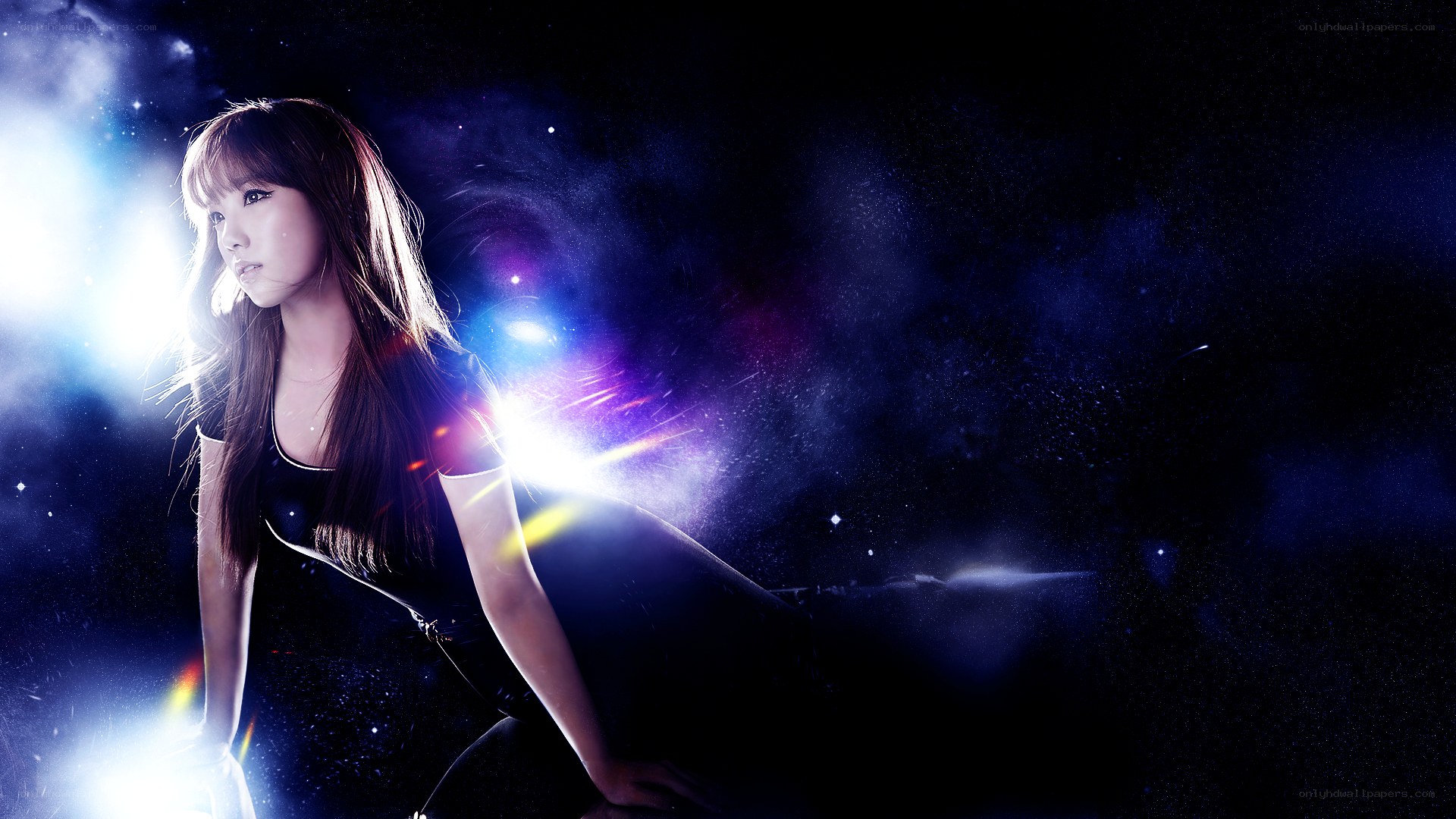 woman in cosmic light