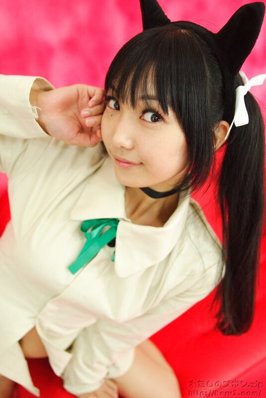 Woman in Cosplay — Red, Playful, Photograph, Cat Ears