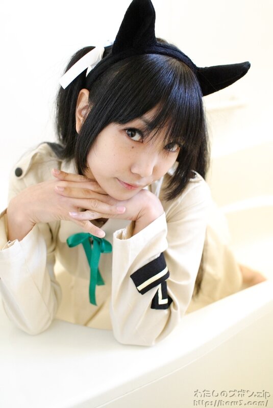 Woman in Cosplay — White, Calm, Photograph, Cat Ears