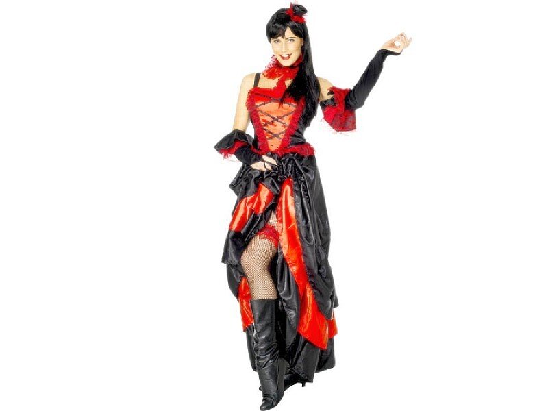 Woman in Costume — Black, Dramatic, Photograph, Dress, Boots