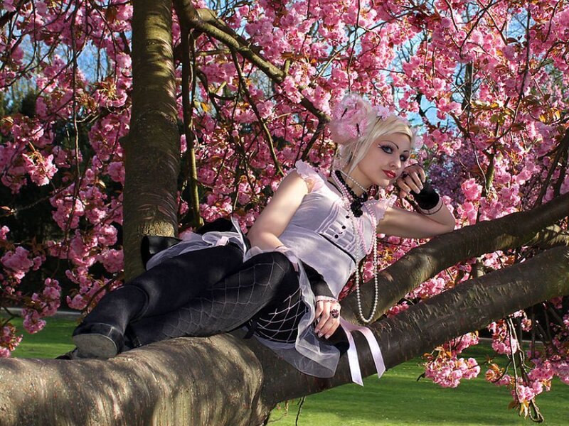 Woman in Costume on Tree