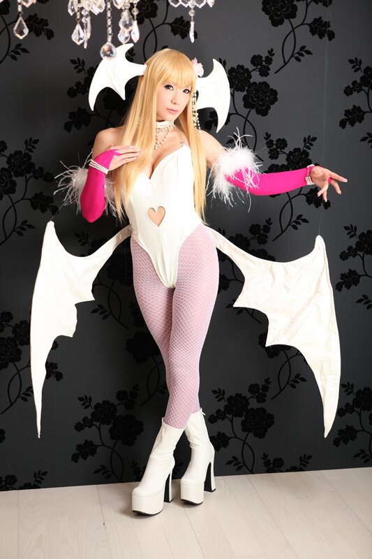 Woman in Costume — White, Dramatic, Photograph, Wings, Fishnet Tights