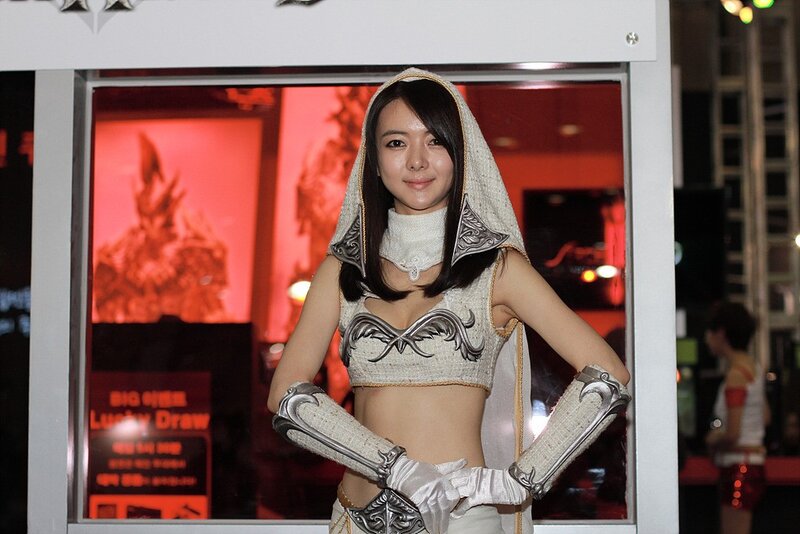 Woman in Costume — White, Neutral, Night