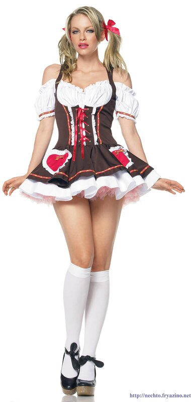 Woman in Costume — White, Neutral, Photograph, Pigtails