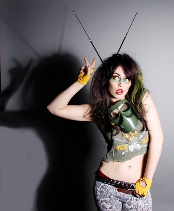 woman in costume with antennae