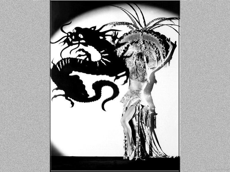 Woman in Costume with Dragon Shadow