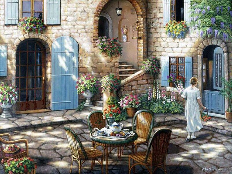 Woman in Courtyard