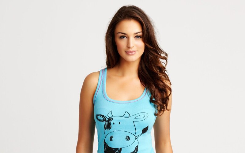 woman in cow tank top