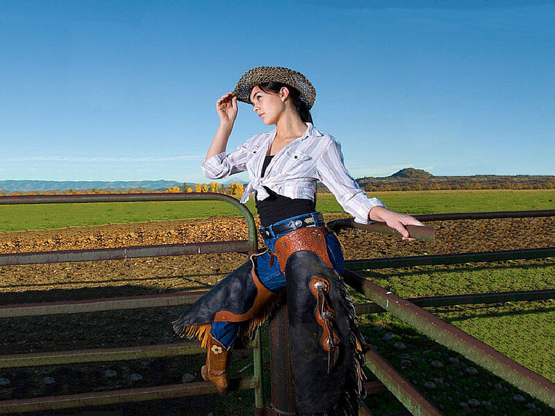 Woman in Cowboy Attire — Blue