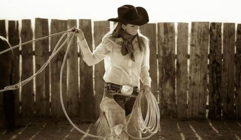 Woman in Cowboy Attire — Brown, Dramatic