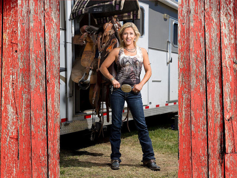 Woman in Cowboy Attire — Red