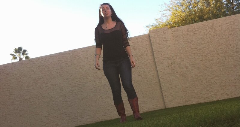 Woman in Cowboy Boots — Brown, Calm, Afternoon