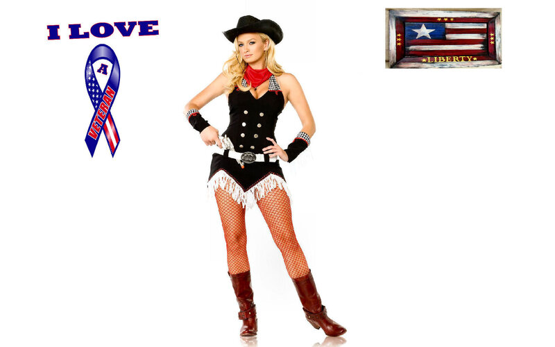 Woman in Cowboy Costume — Black, Patriotic