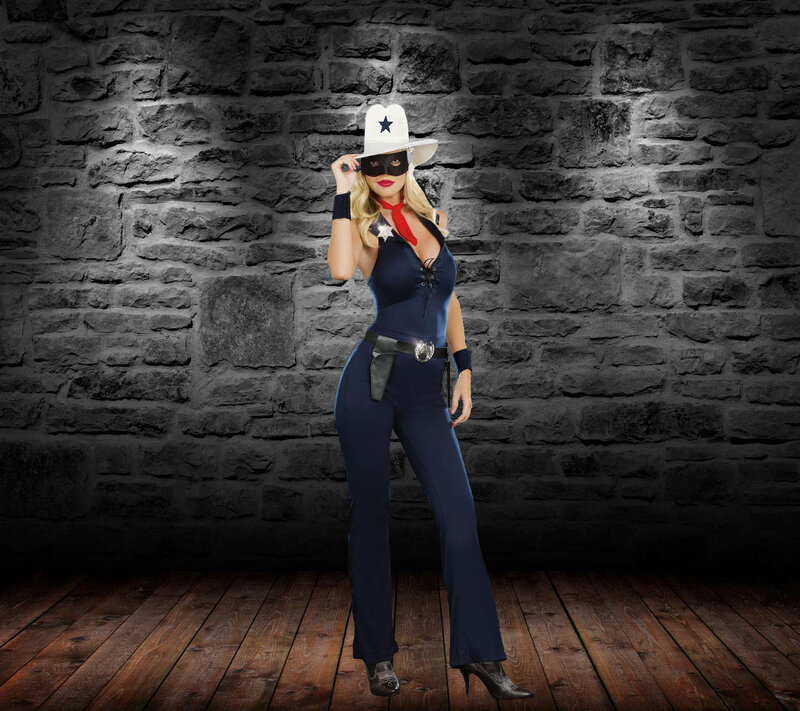 Woman in Cowboy Costume — Blue, Dramatic