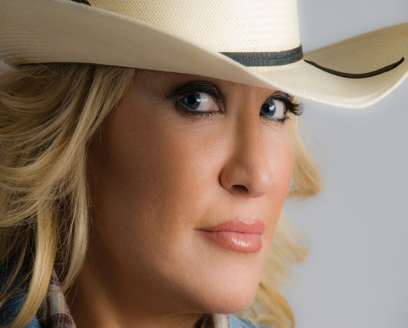 Woman in Cowboy Hat — Beige, Serious