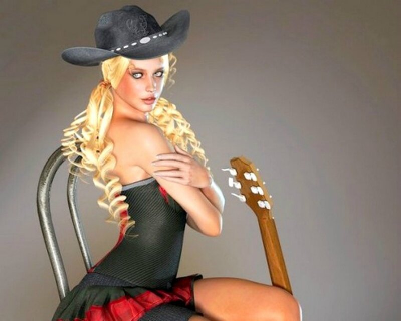 Woman in Cowboy Hat — Black, Confident, 3d Render