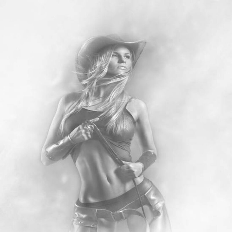 Woman in Cowboy Hat — Black, Dramatic, Photograph, Cowboy Hat