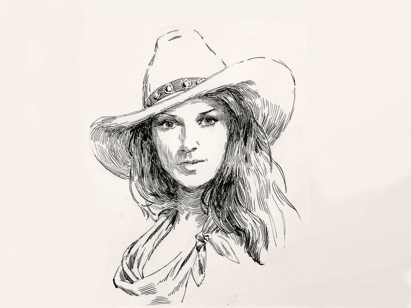 Woman in Cowboy Hat — Black, Neutral