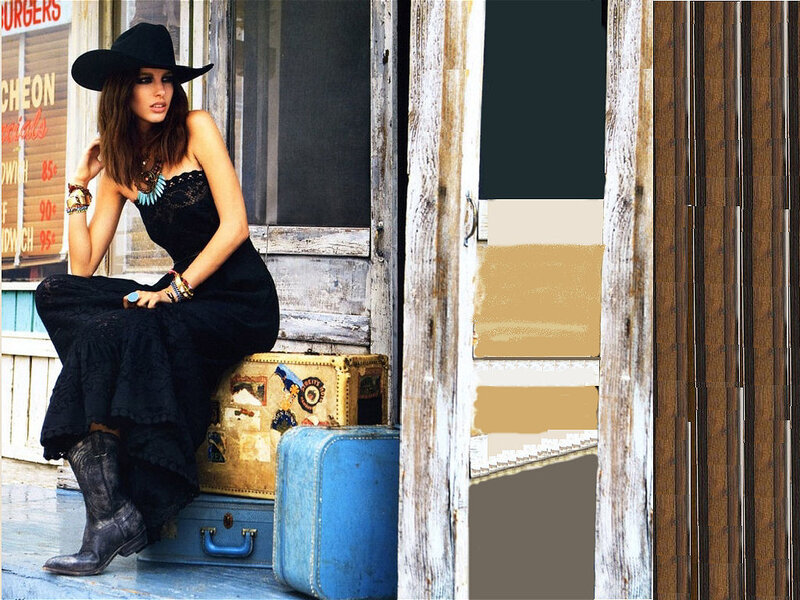 Woman in Cowboy Hat — Black, Rustic