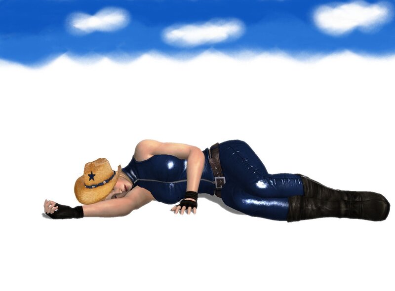 Woman in Cowboy Hat — Blue, Calm, 3d Render