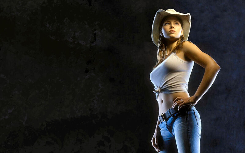 Woman in Cowboy Hat — Blue, Dramatic, Photograph