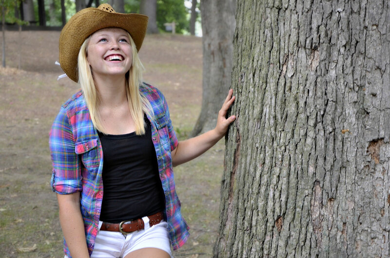 Woman in Cowboy Hat — Blue, Happy, Afternoon