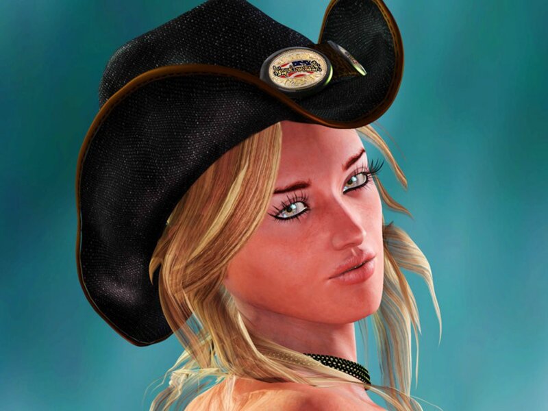 Woman in Cowboy Hat — Blue, Neutral, 3d Render