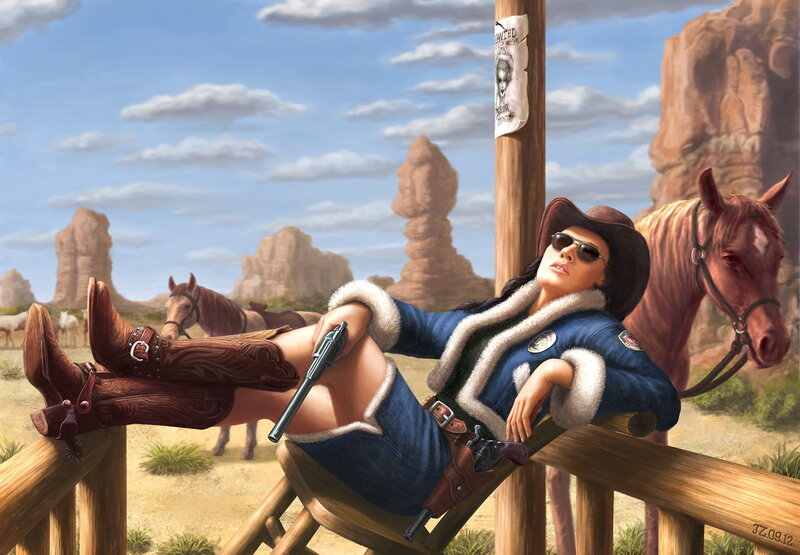 Woman in Cowboy Hat — Blue, Relaxed