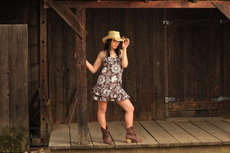 Woman in Cowboy Hat — Brown, Casual, Afternoon