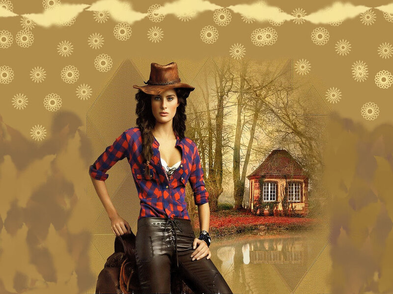 Woman in Cowboy Hat — Brown, Dramatic, Autumn