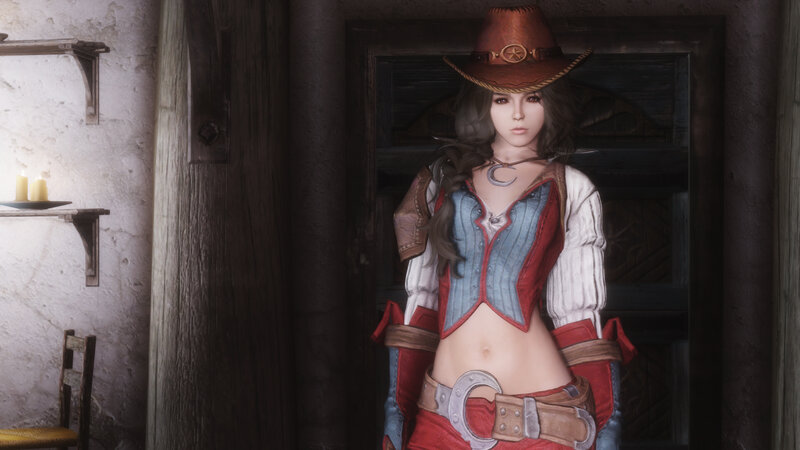 Woman in Cowboy Hat — Brown, Dramatic, Night