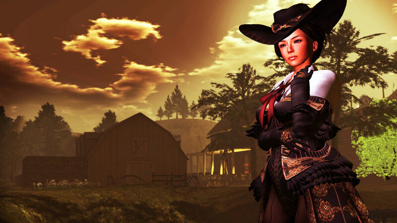 Woman in Cowboy Hat — Brown, Dramatic, Sunset, 3d Render